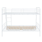 White Full Over Queen Contemporary Metal Bunk Bed With Drawers