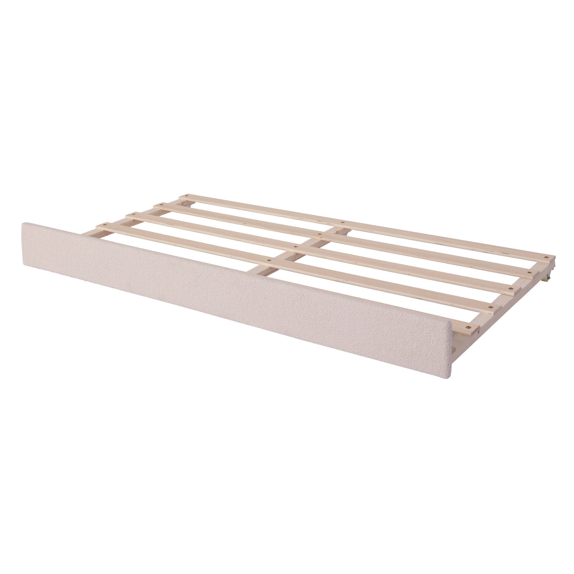 Beige Tufted Boucle Twin Day Bed With LED Lighting And Trundle And USB