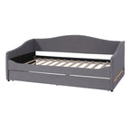 Gray Tufted Boucle Twin Day Bed With LED Lighting And Trundle And USB