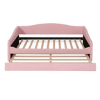 Pink Tufted Boucle Twin Day Bed With LED Lighting And Trundle And USB