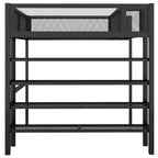 Black Platform Metal Full Double Loft Bed With Shelves