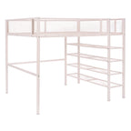 Light Pink Platform Metal Full Double Loft Bed With Shelves