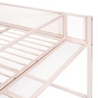 Light Pink Platform Metal Full Double Loft Bed With Shelves