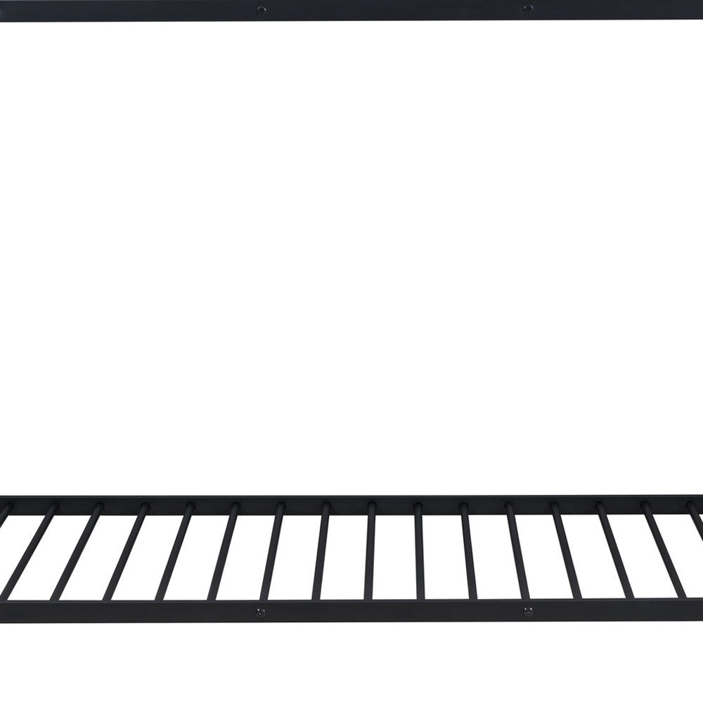 Black Twin Over Twin Metal Bunk Bed With Stairs And Storage