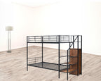 Black Twin Over Twin Metal Bunk Bed With Stairs And Storage