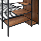 Black Twin Over Twin Metal Bunk Bed With Stairs And Storage