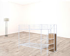 White Twin Over Twin Metal Bunk Bed With Stairs And Storage