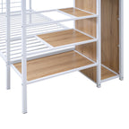 White Twin Over Twin Metal Bunk Bed With Stairs And Storage