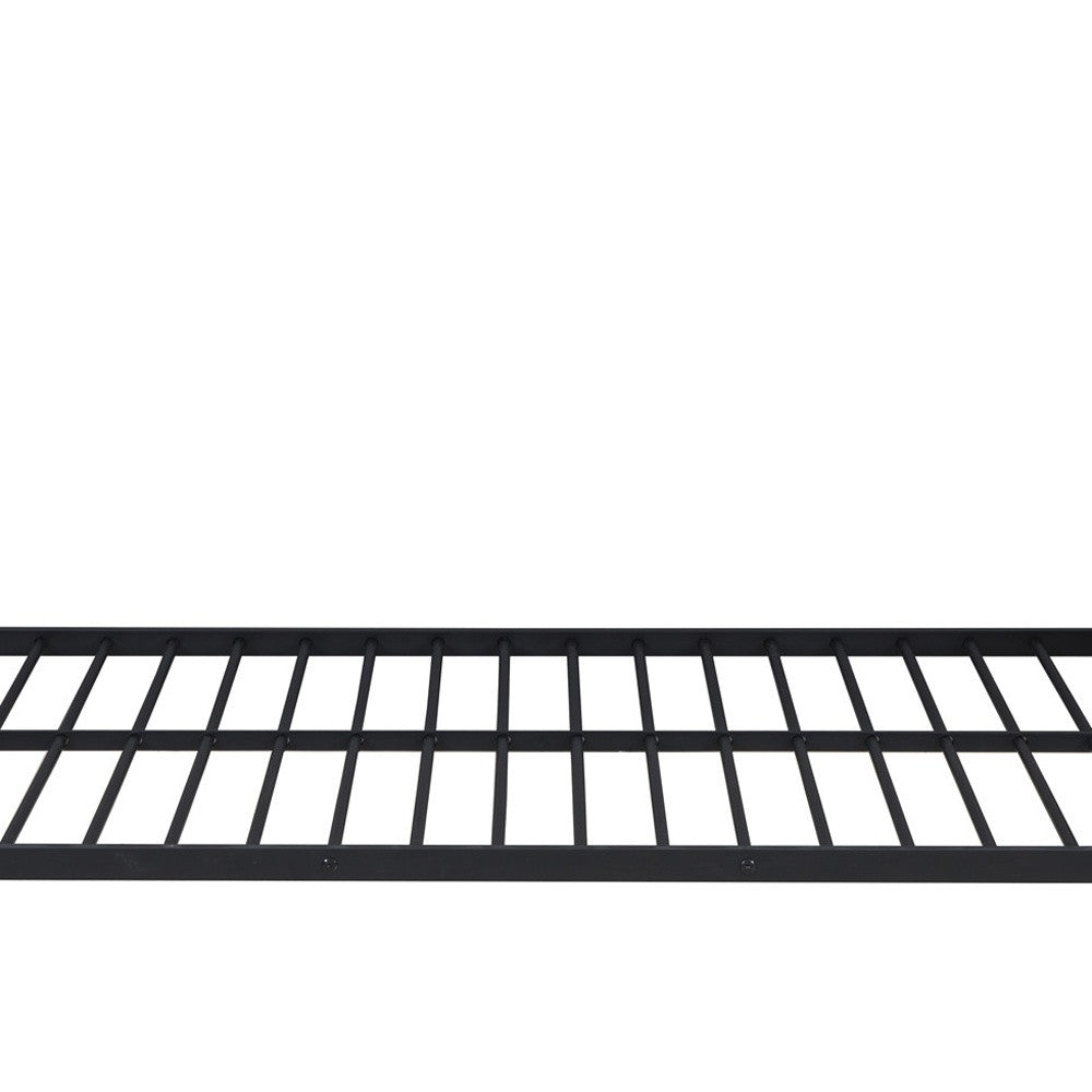 Black Full Over Full Metal Bunk Bed With Stairs And Storage