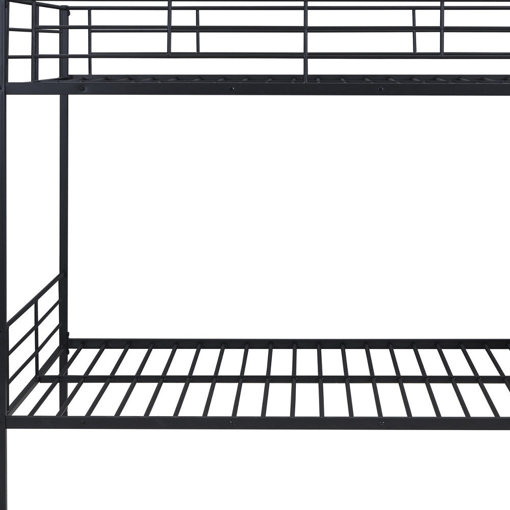 Black Full Over Full Metal Bunk Bed With Stairs And Storage