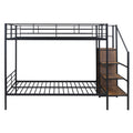 Black Full Over Full Metal Bunk Bed With Stairs And Storage
