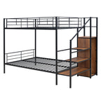 Black Full Over Full Metal Bunk Bed With Stairs And Storage