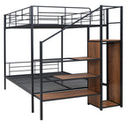 Black Full Over Full Metal Bunk Bed With Stairs And Storage