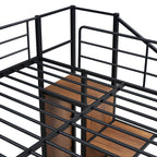 Black Full Over Full Metal Bunk Bed With Stairs And Storage