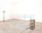 White Full Over Full Metal Bunk Bed With Stairs And Storage