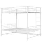 White Full Over Full Metal Bunk Bed With Storage