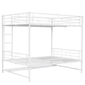 White Full Over Full Metal Bunk Bed With Storage