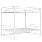 White Full Over Full Metal Bunk Bed With Storage