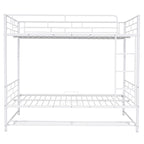 White Full Over Full Metal Bunk Bed With Storage