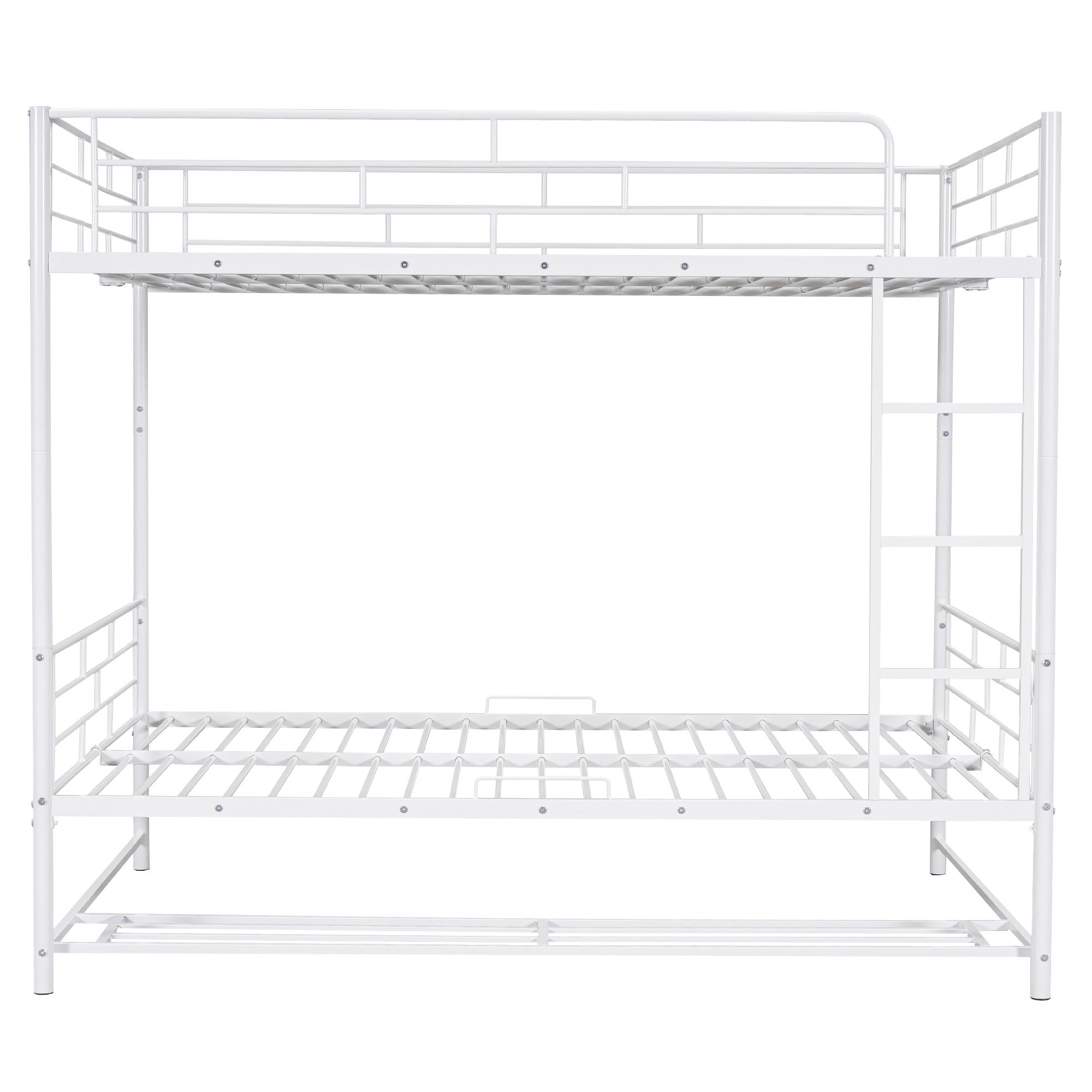 White Full Over Full Metal Bunk Bed With Storage