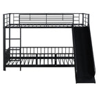 Black Twin Over Twin Metal Bunk Bed With Slide