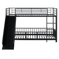 Black Twin Over Twin Metal Bunk Bed With Slide