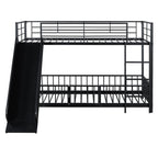 Black Twin Over Twin Metal Bunk Bed With Slide