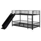 Black Twin Over Twin Metal Bunk Bed With Slide