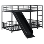 Black Twin Over Twin Metal Bunk Bed With Slide