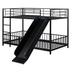 Black Twin Over Twin Metal Bunk Bed With Slide