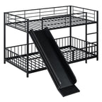 Black Twin Over Twin Metal Bunk Bed With Slide