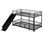 Black Twin Over Twin Metal Bunk Bed With Slide