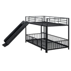 Black Twin Over Twin Metal Bunk Bed With Slide