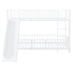 White Twin Over Twin Metal Bunk Bed With Slide