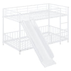 White Twin Over Twin Metal Bunk Bed With Slide