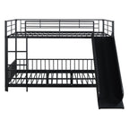 Black Full Over Full Metal Bunk Bed With Slide