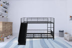 Black Full Over Full Metal Bunk Bed With Slide