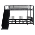Black Full Over Full Metal Bunk Bed With Slide