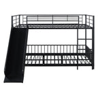 Black Full Over Full Metal Bunk Bed With Slide
