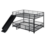 Black Full Over Full Metal Bunk Bed With Slide