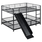 Black Full Over Full Metal Bunk Bed With Slide
