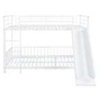 White Full Over Full Metal Bunk Bed With Slide