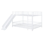 White Full Over Full Metal Bunk Bed With Slide
