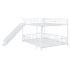 White Full Over Full Metal Bunk Bed With Slide
