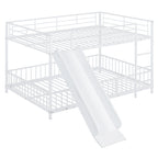 White Full Over Full Metal Bunk Bed With Slide