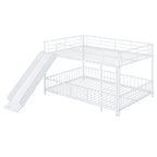 White Full Over Full Metal Bunk Bed With Slide