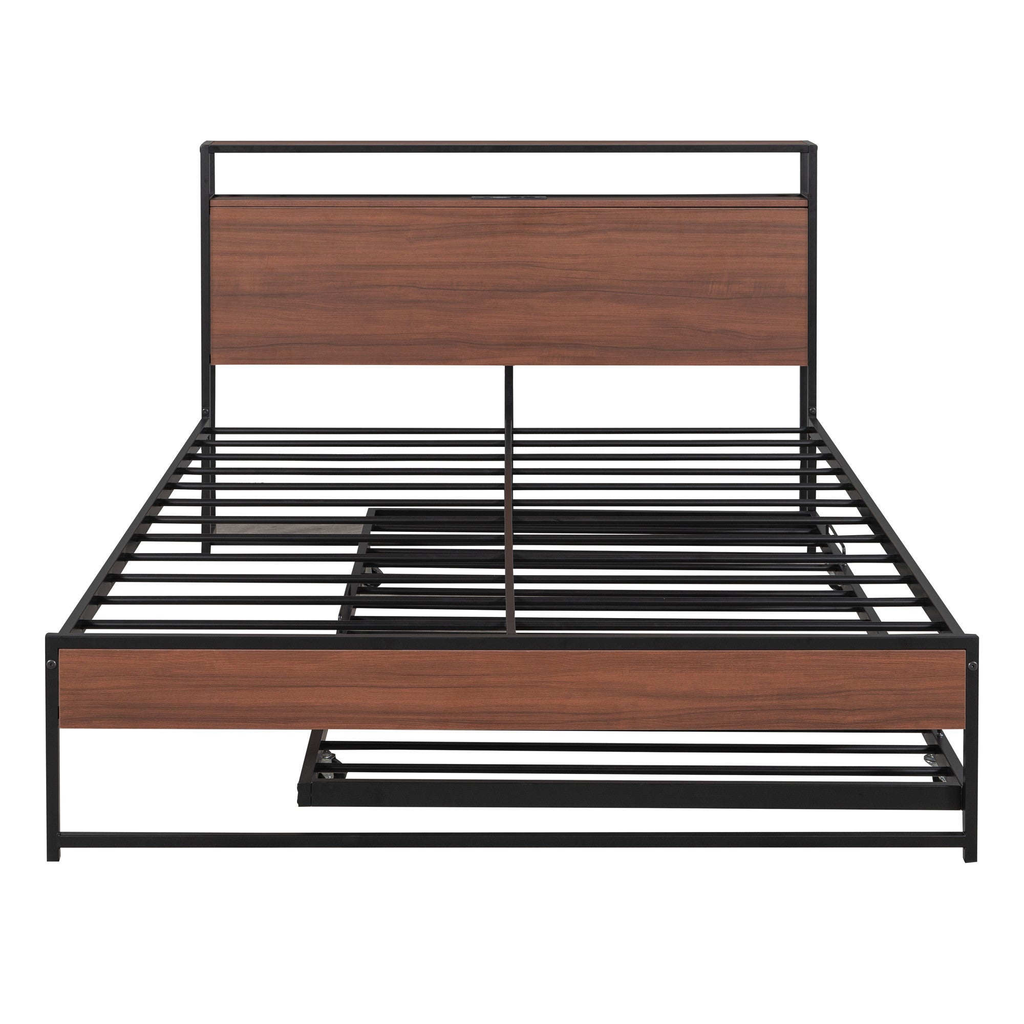 Black Metal Full Bed Frame With Trundle