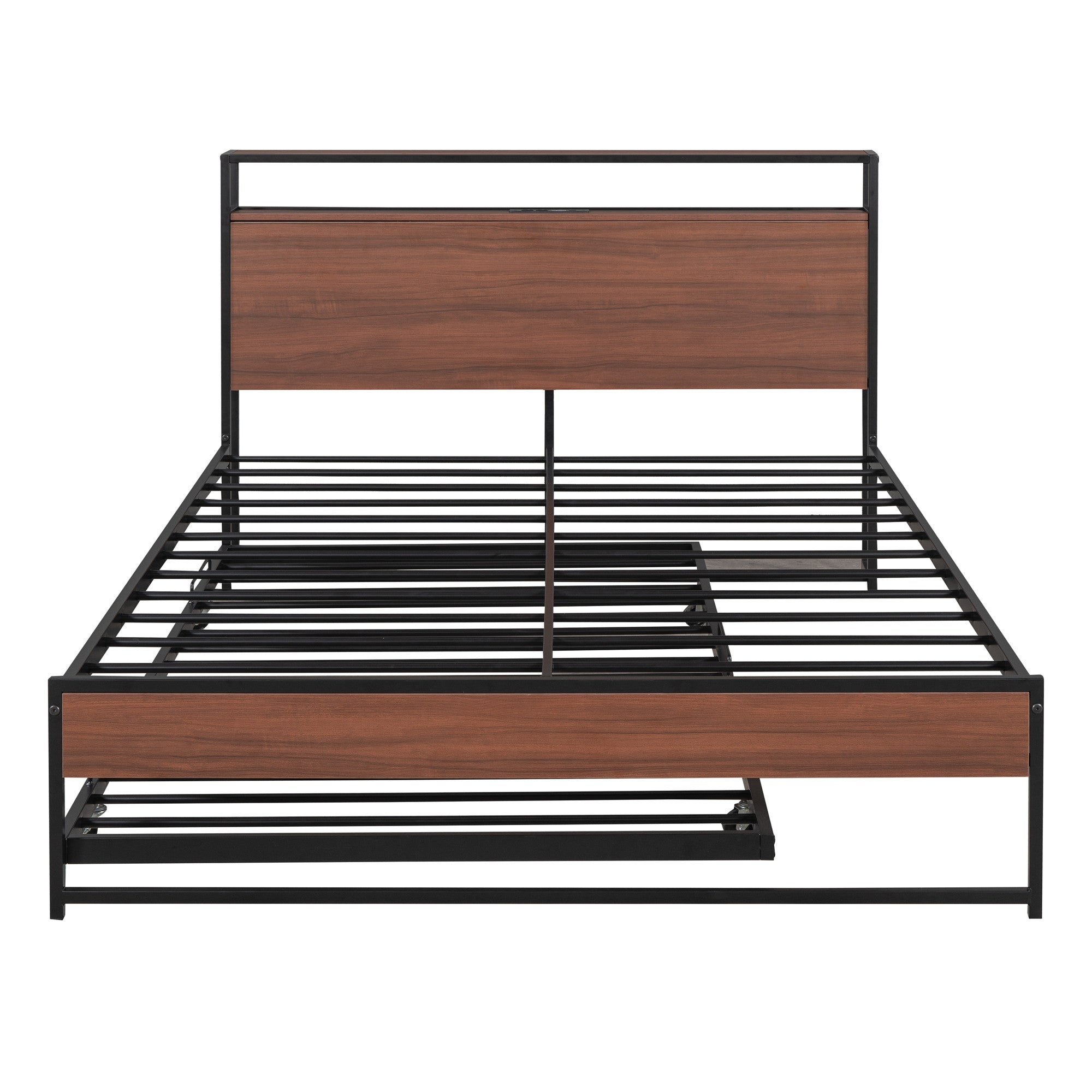 Black Metal Full Bed Frame With Trundle