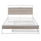 White Metal Full Bed Frame With Trundle