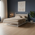 White Metal Full Bed Frame With Trundle